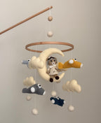 Airplane Aviator Bear Baby Crib Mobile