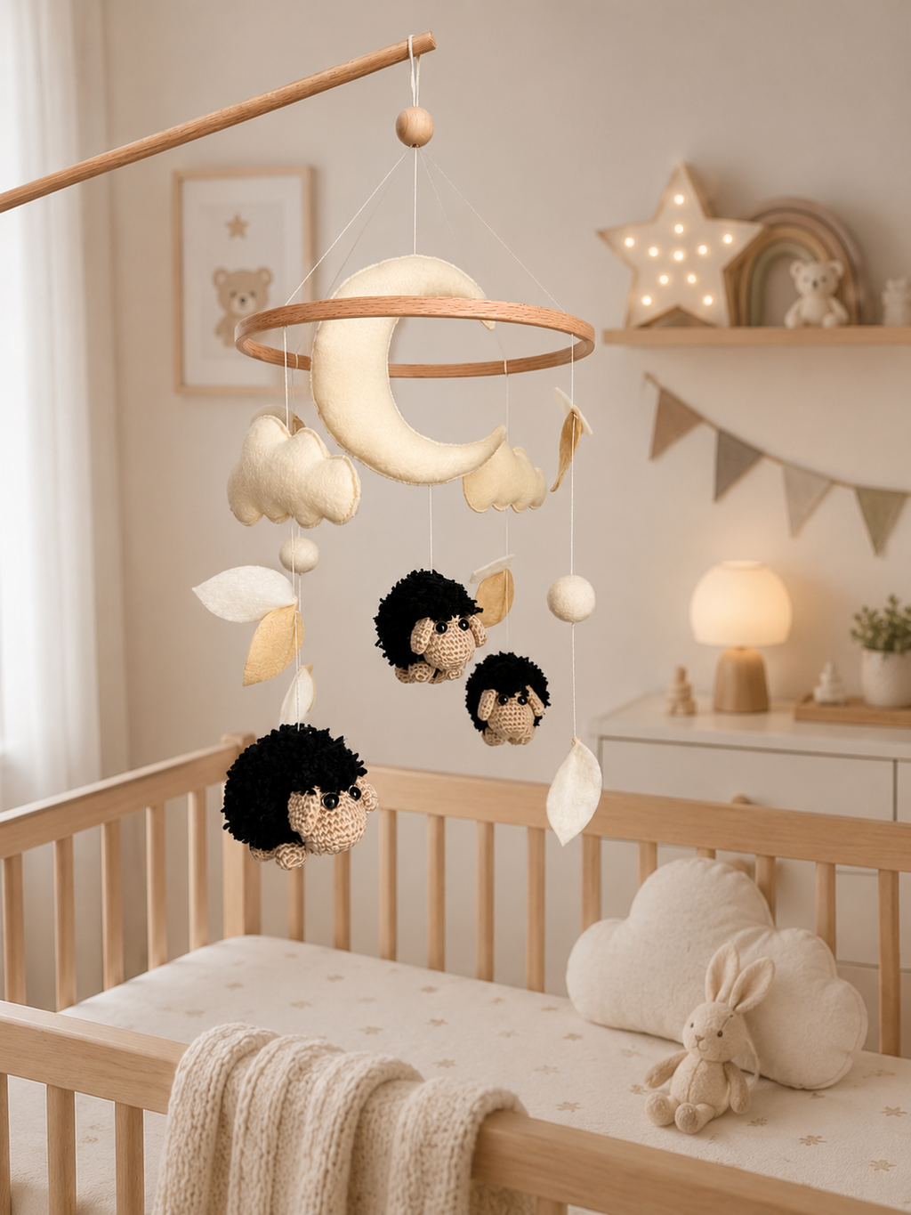 Black Sheep Baby Crib Mobile Crochet Mobile