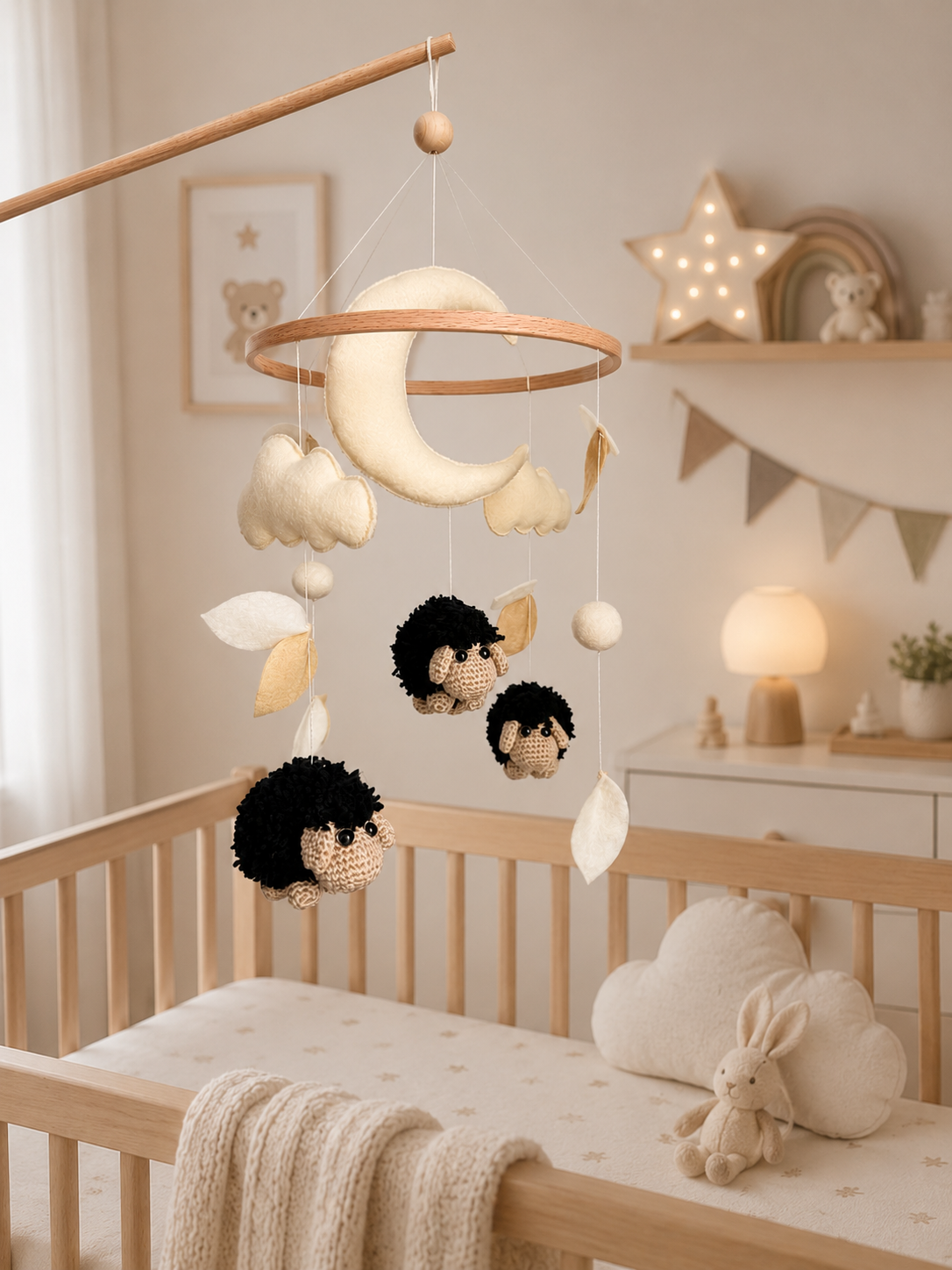 Black Sheep Baby Crib Mobile Crochet Mobile