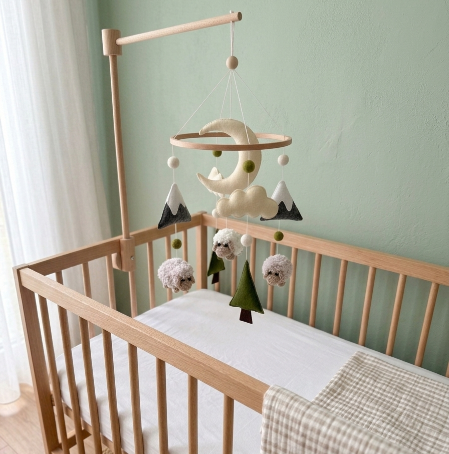 Sheep Baby Crib Mobile Mountain Crib Mobile Crochet Mobile
