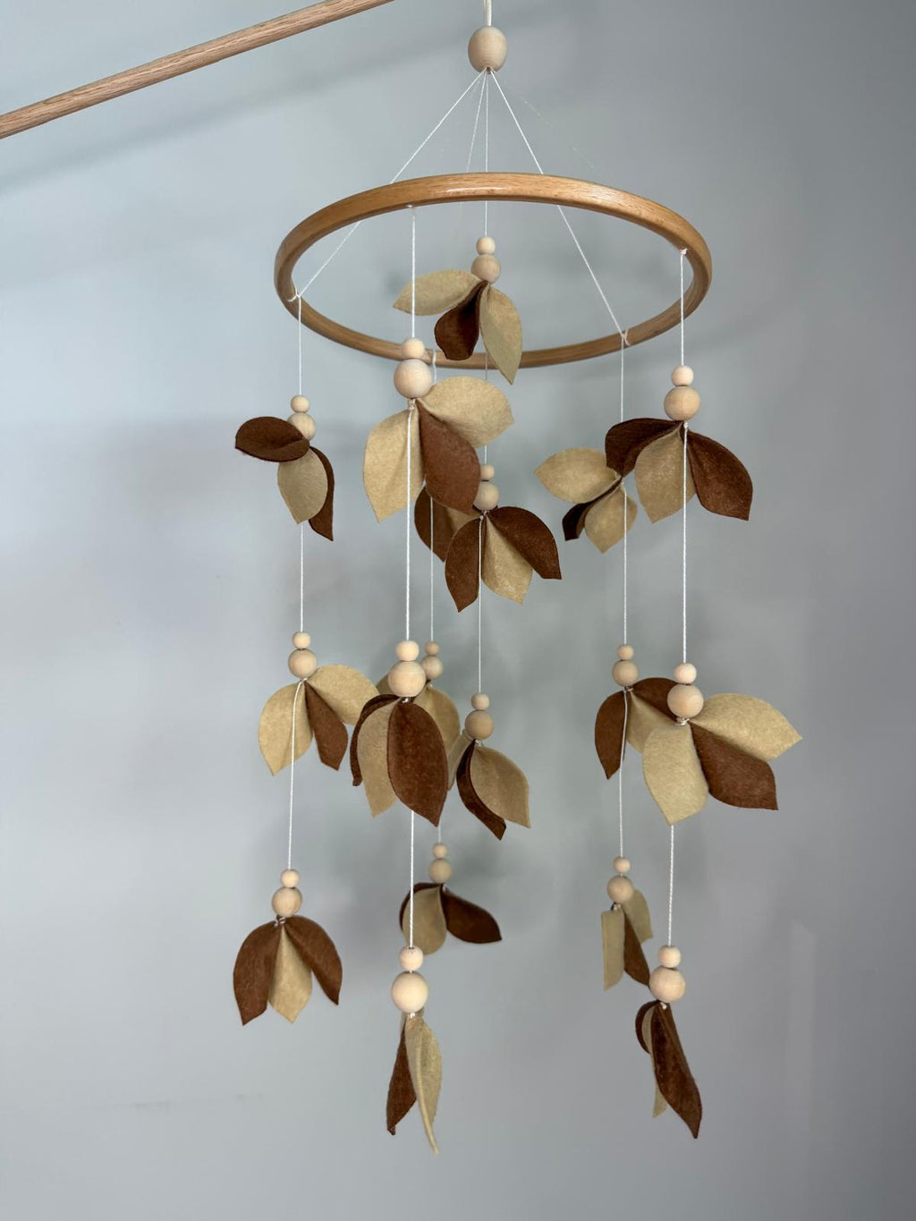 Leaf Baby Crib Mobile Brown Felt