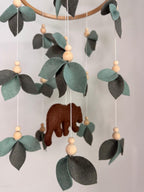 Bear Baby Crib Mobile Leaf Felt Mobile