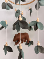 Bear Baby Crib Mobile Leaf Felt Mobile