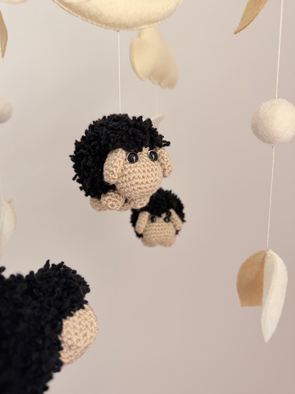 Black Sheep Baby Crib Mobile Crochet Mobile