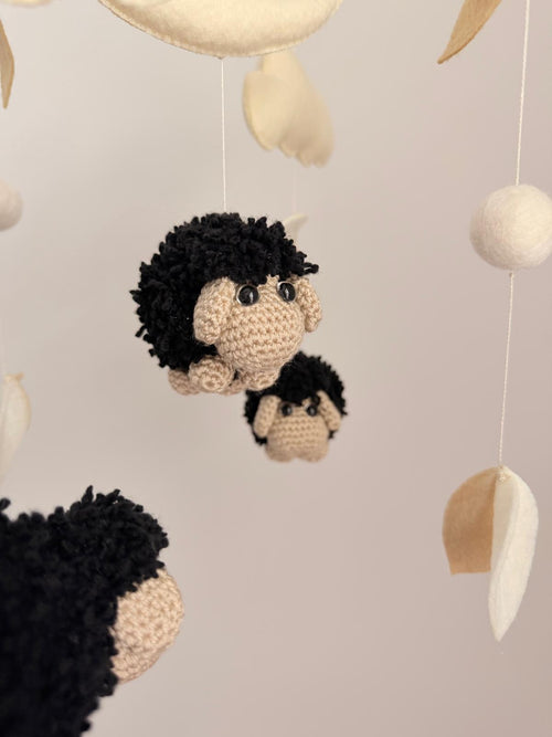 Black Sheep Baby Crib Mobile Crochet Mobile