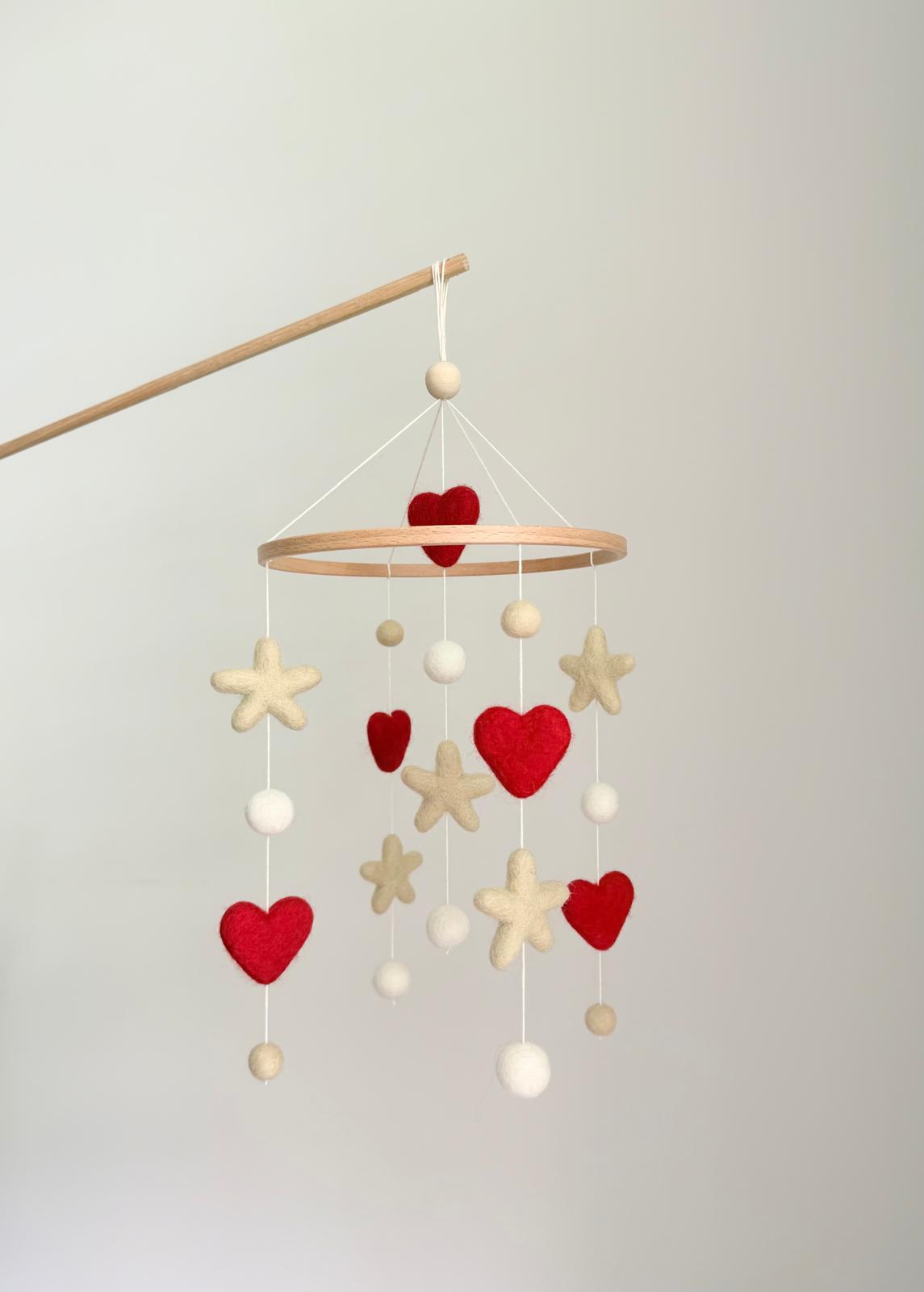 Hearts and Stars Felt Baby Crib Mobile