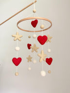 Hearts and Stars Felt Baby Crib Mobile
