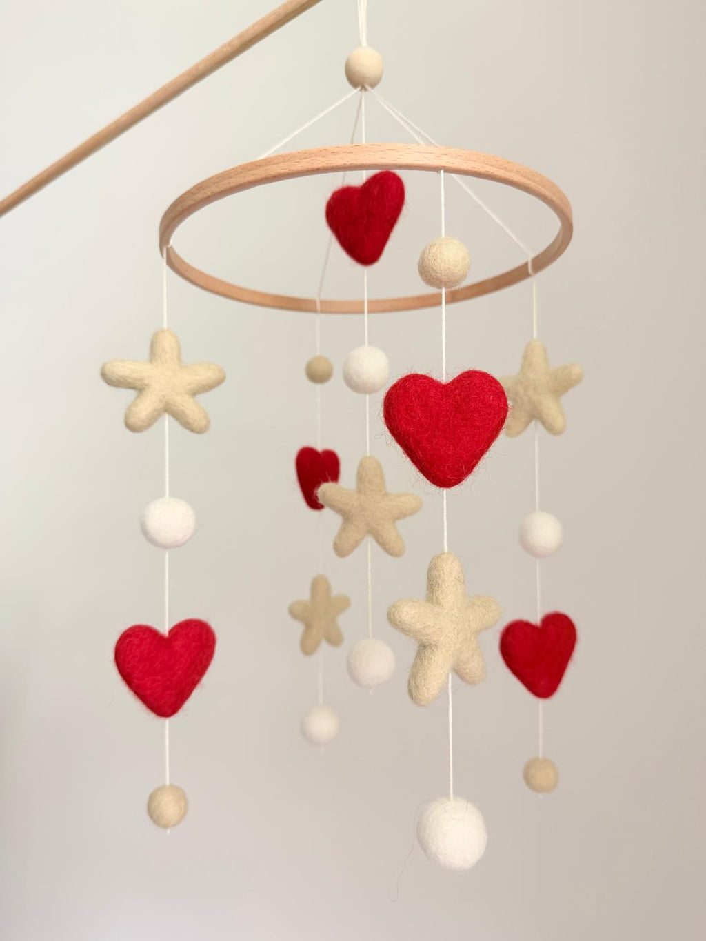 Hearts and Stars Felt Baby Crib Mobile