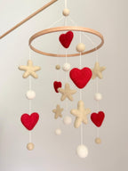 Hearts and Stars Felt Baby Crib Mobile