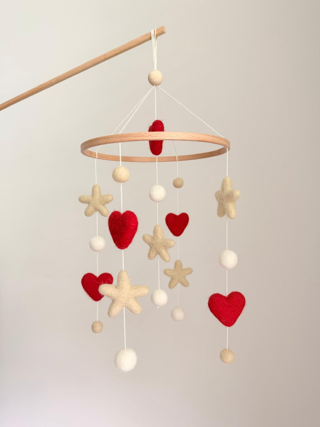 Hearts and Stars Felt Baby Crib Mobile