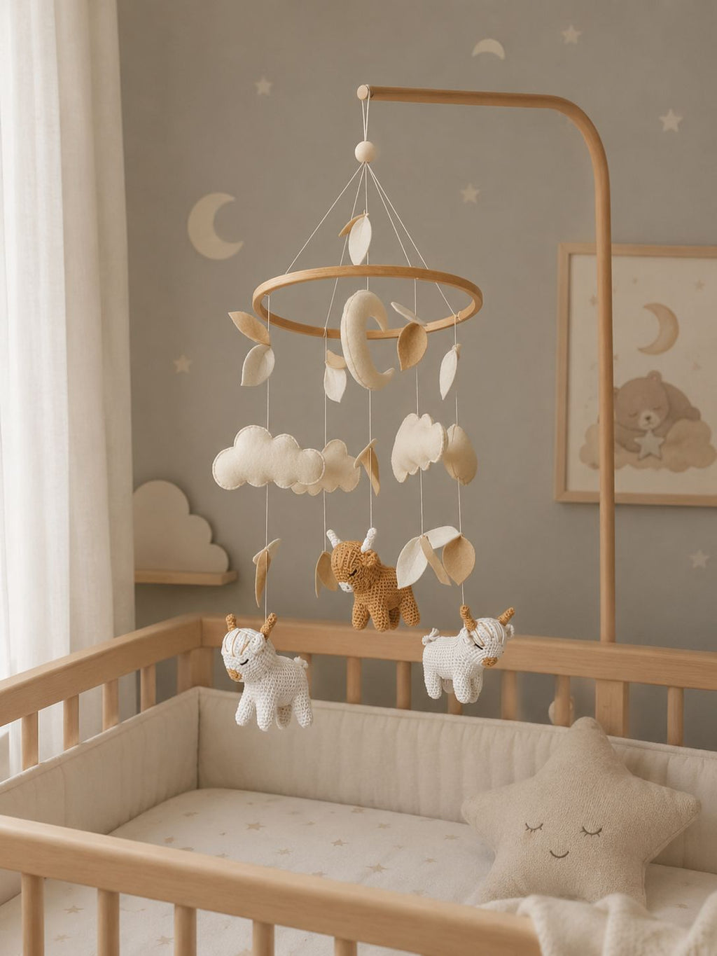 Highland Cow Baby Crib Mobile