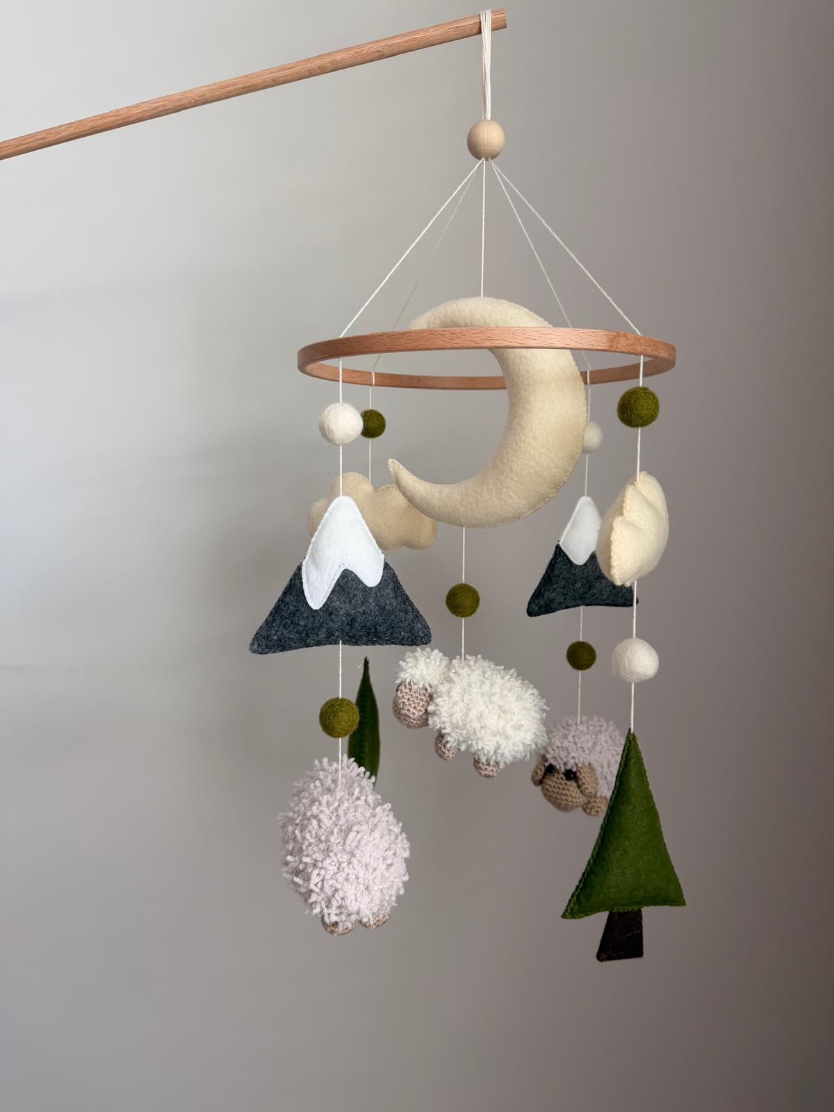 Sheep Baby Crib Mobile Mountain Crib Mobile Crochet Mobile