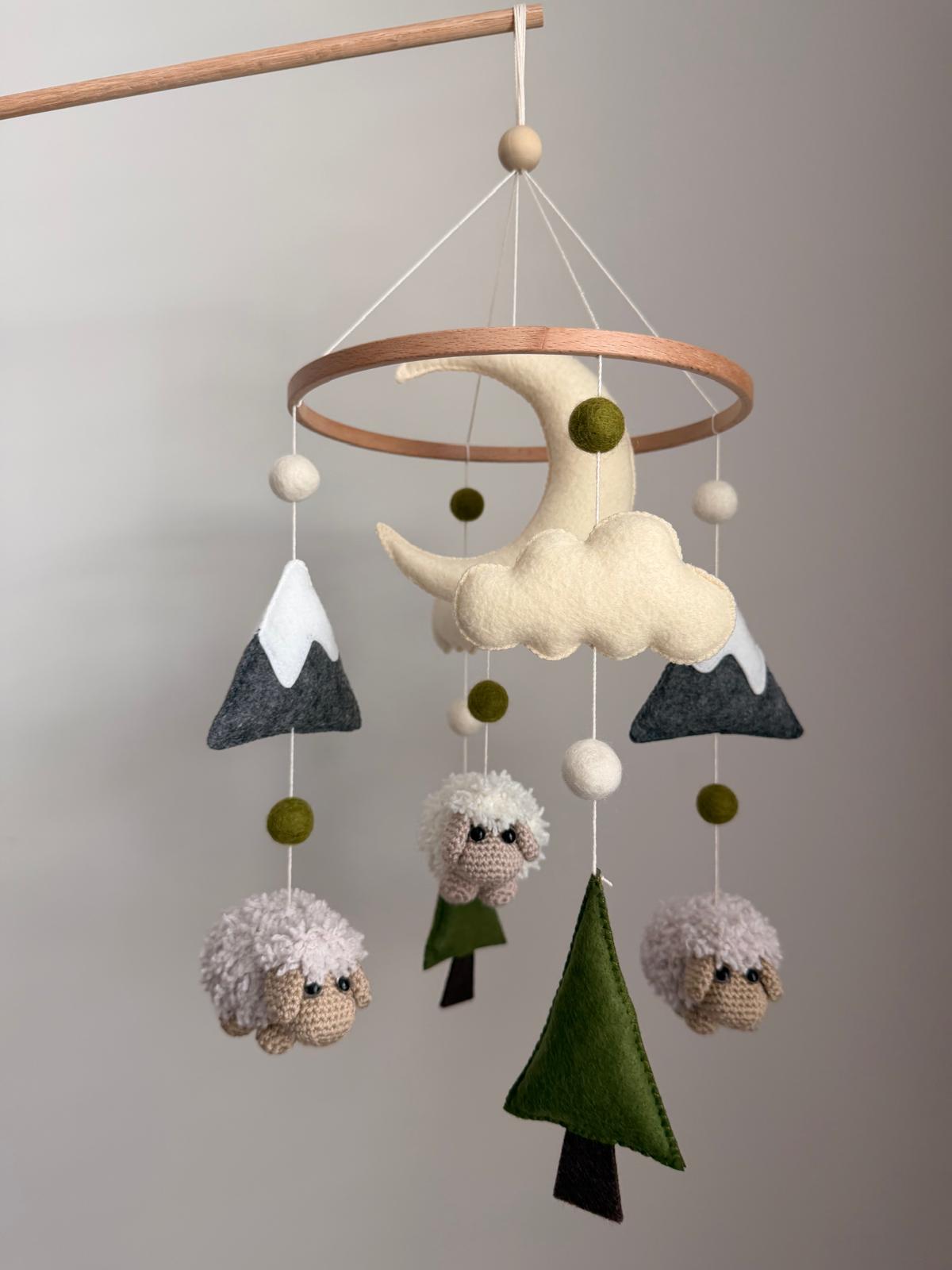 Sheep Baby Crib Mobile Mountain Crib Mobile Crochet Mobile