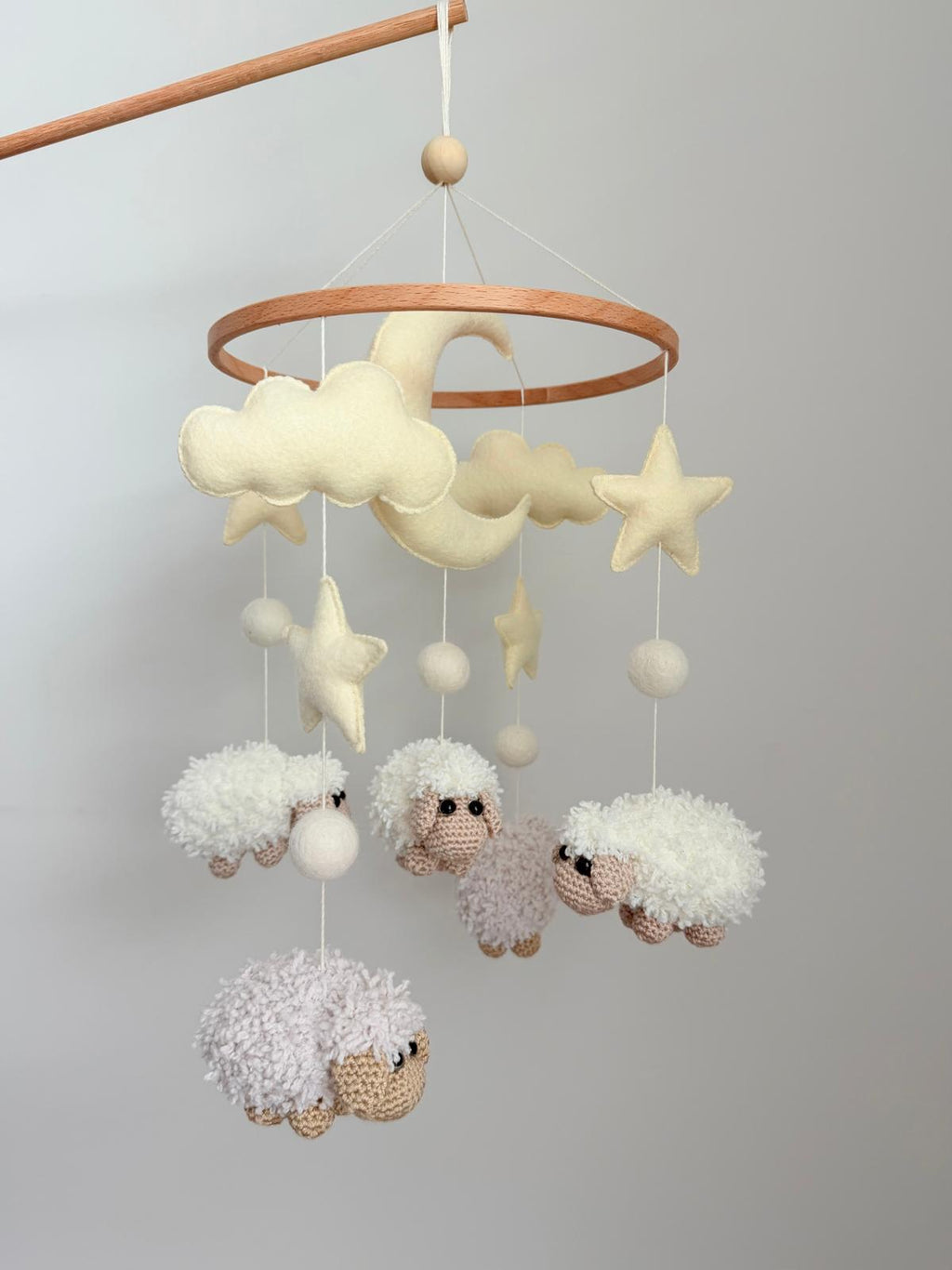 Sheep Baby Crib Mobile with Stars Crochet Mobile