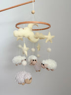 Sheep Baby Crib Mobile with Stars Crochet Mobile