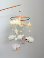 Sheep Baby Crib Mobile with Stars Crochet Mobile