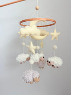 Sheep Baby Crib Mobile with Stars Crochet Mobile