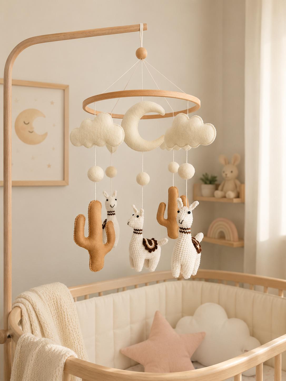 Llama Baby Crib Mobile Brown