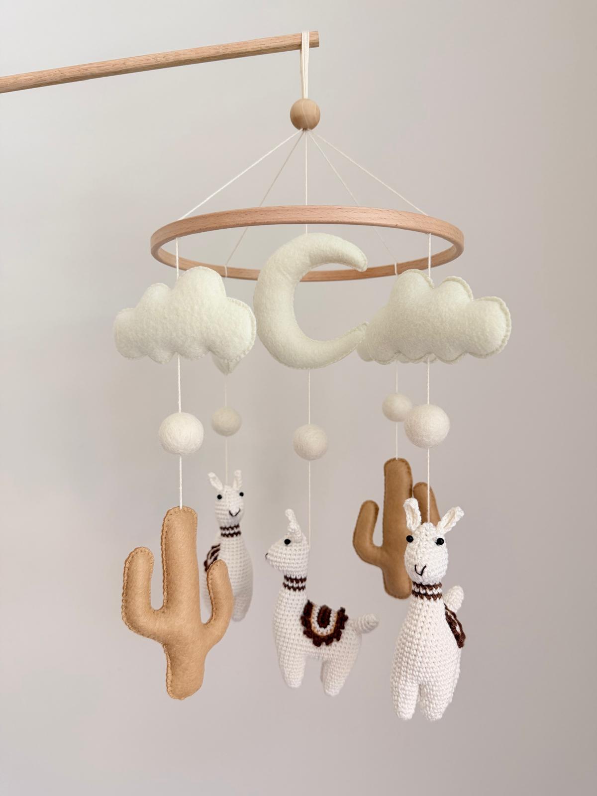Llama Baby Crib Mobile Brown