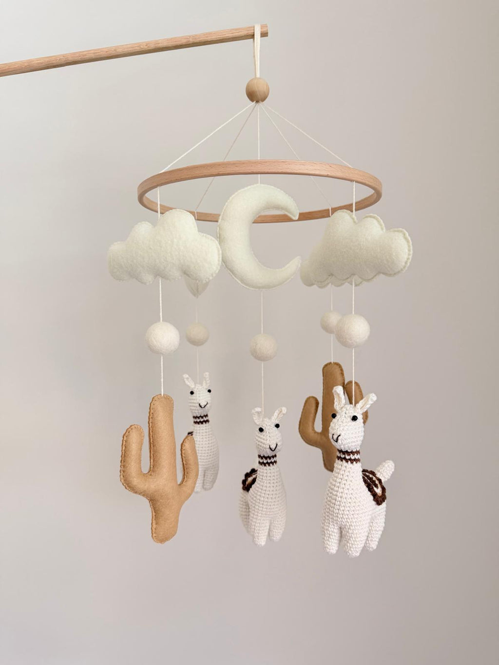 Llama Baby Crib Mobile Brown