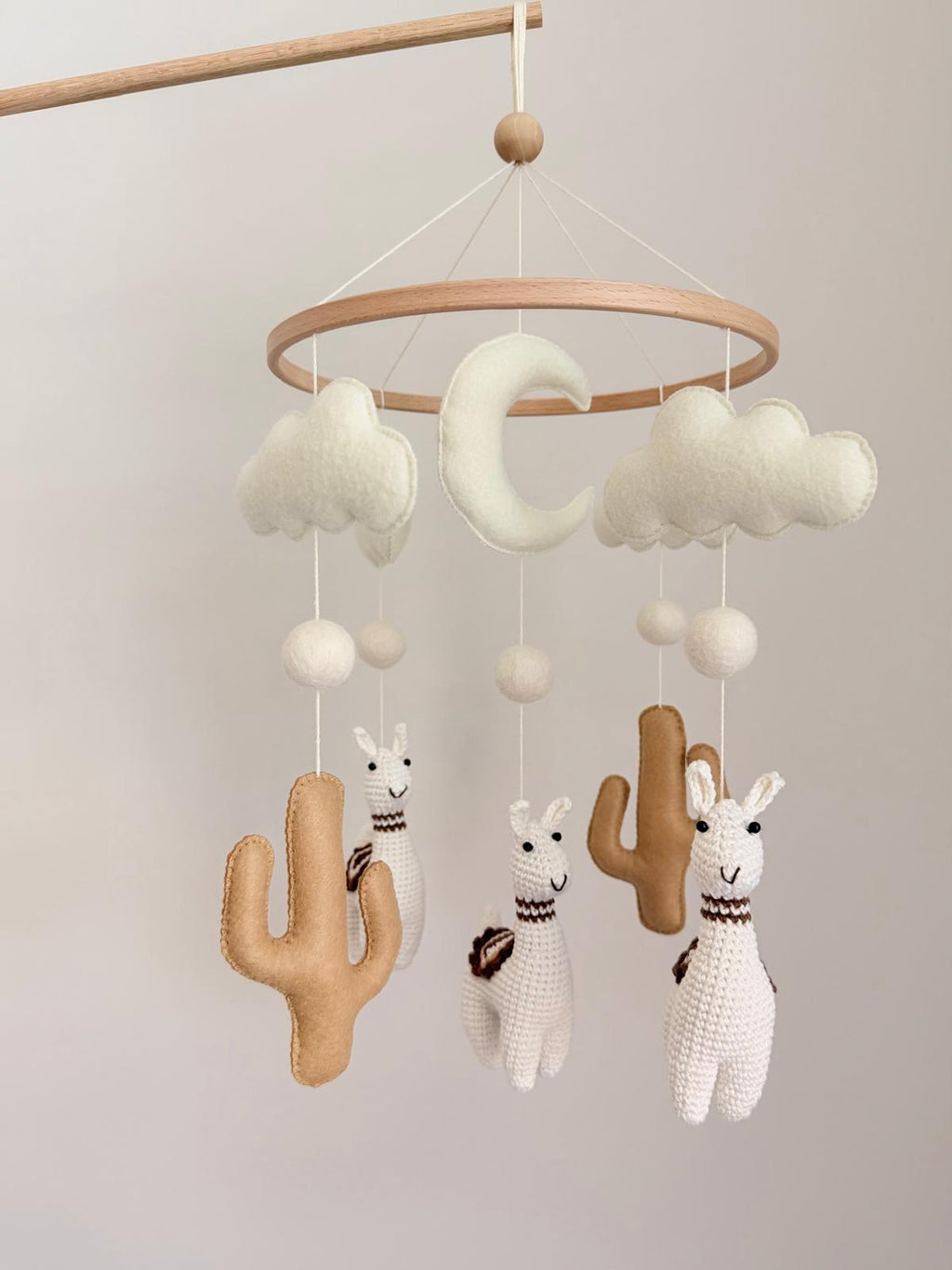 Llama Baby Crib Mobile Brown