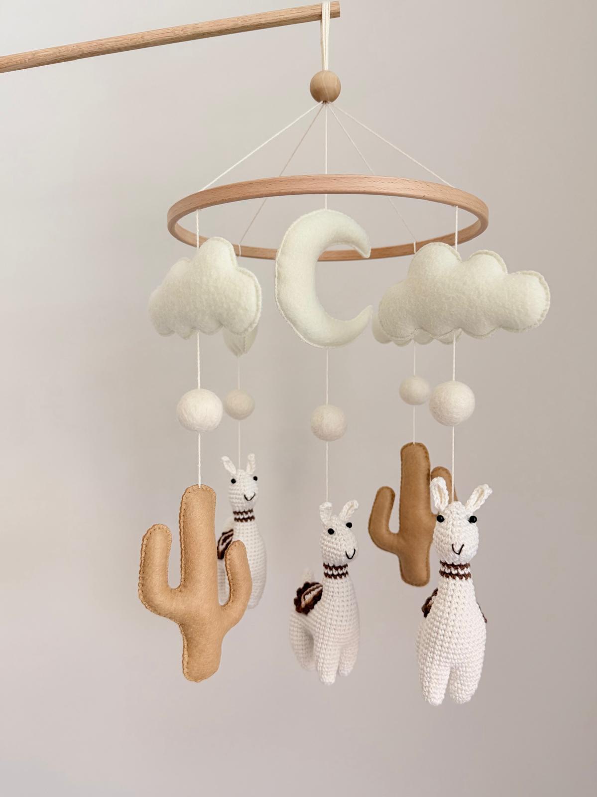 Llama Baby Crib Mobile Brown