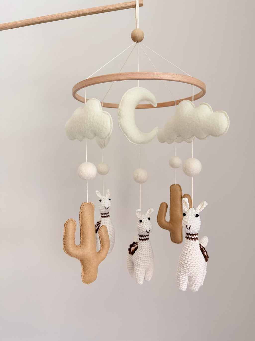 Llama Baby Crib Mobile Brown