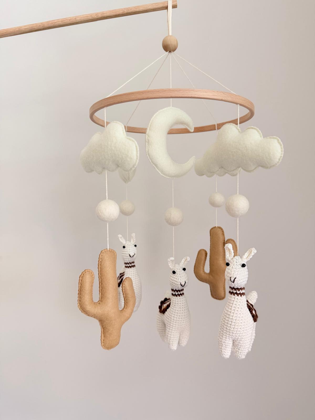 Llama Baby Crib Mobile Brown