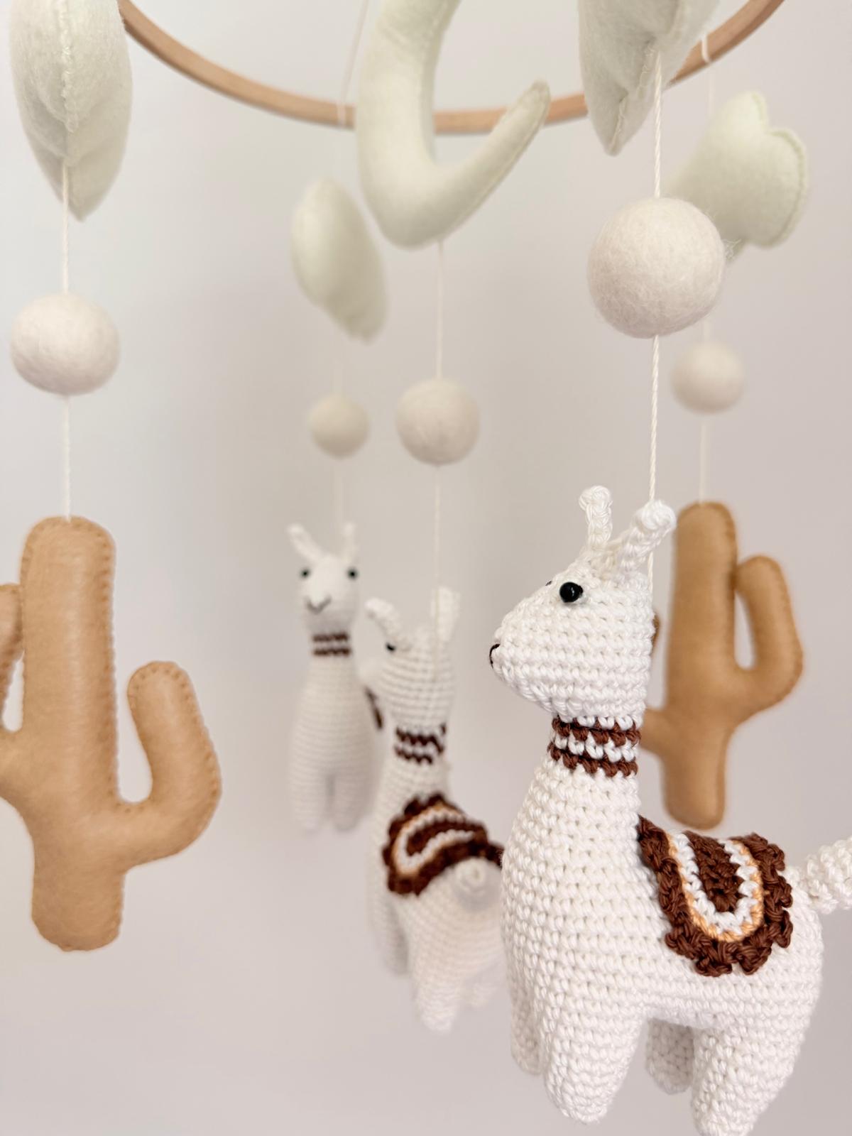 Llama Baby Crib Mobile Brown