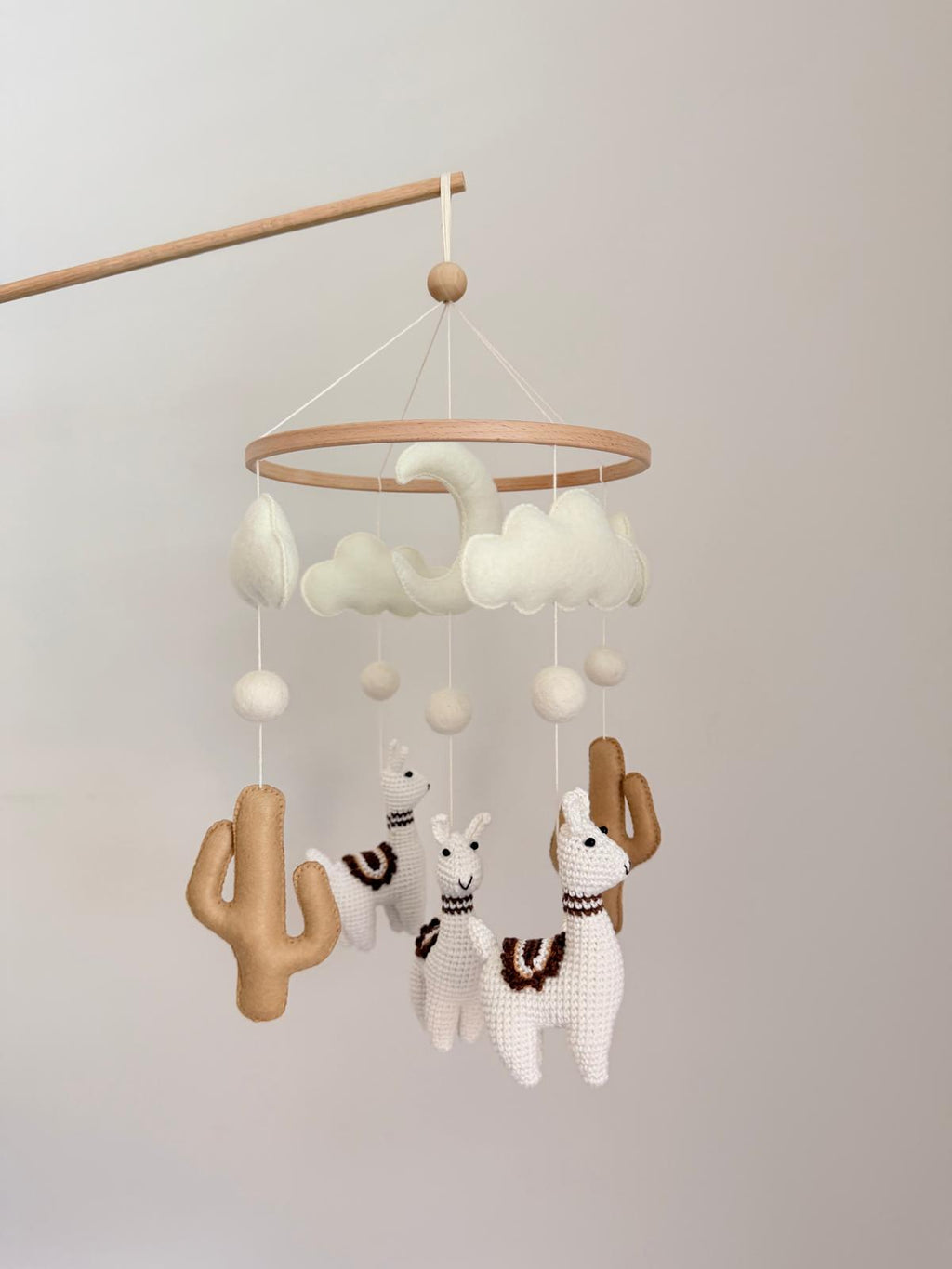 Llama Baby Crib Mobile Brown