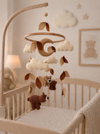 Crochet Bear Baby Crib Mobile Brown