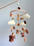 Crochet Bear Baby Crib Mobile Brown