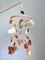 Crochet Bear Baby Crib Mobile Brown