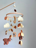 Crochet Bear Baby Crib Mobile Brown