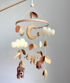 Crochet Bear Baby Crib Mobile Brown
