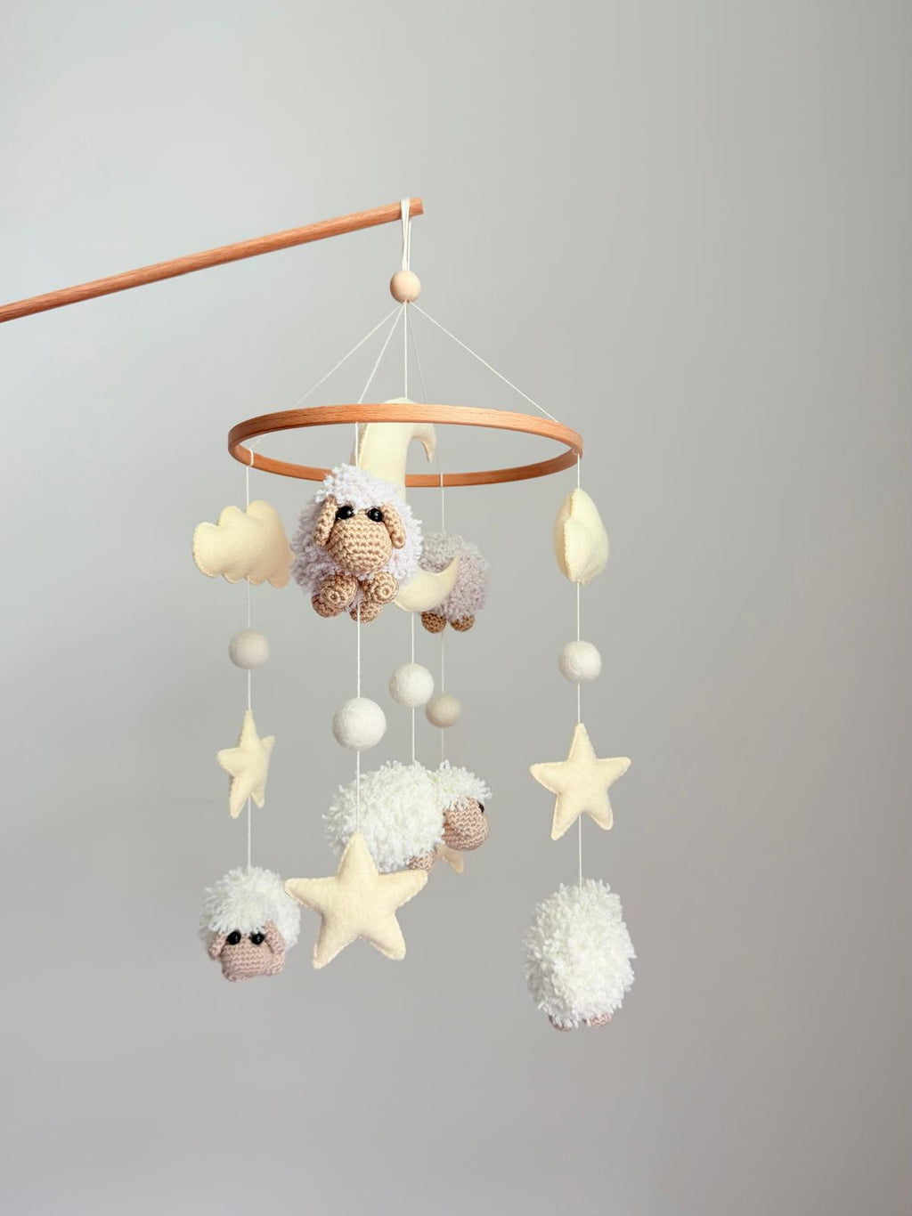 Sheep Baby Crib Mobile with Stars Crochet Mobile