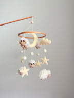 Sheep Baby Crib Mobile with Stars Crochet Mobile