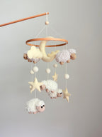 Sheep Baby Crib Mobile with Stars Crochet Mobile