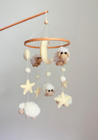 Sheep Baby Crib Mobile with Stars Crochet Mobile