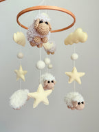 Sheep Baby Crib Mobile with Stars Crochet Mobile