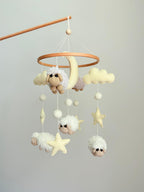 Sheep Baby Crib Mobile with Stars Crochet Mobile