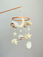 Sheep Baby Crib Mobile with Stars Crochet Mobile