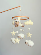 Sheep Baby Crib Mobile with Stars Crochet Mobile