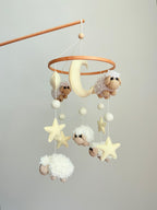 Sheep Baby Crib Mobile with Stars Crochet Mobile