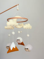 Sheep Baby Crib Mobile Mustard Yellow Mountain