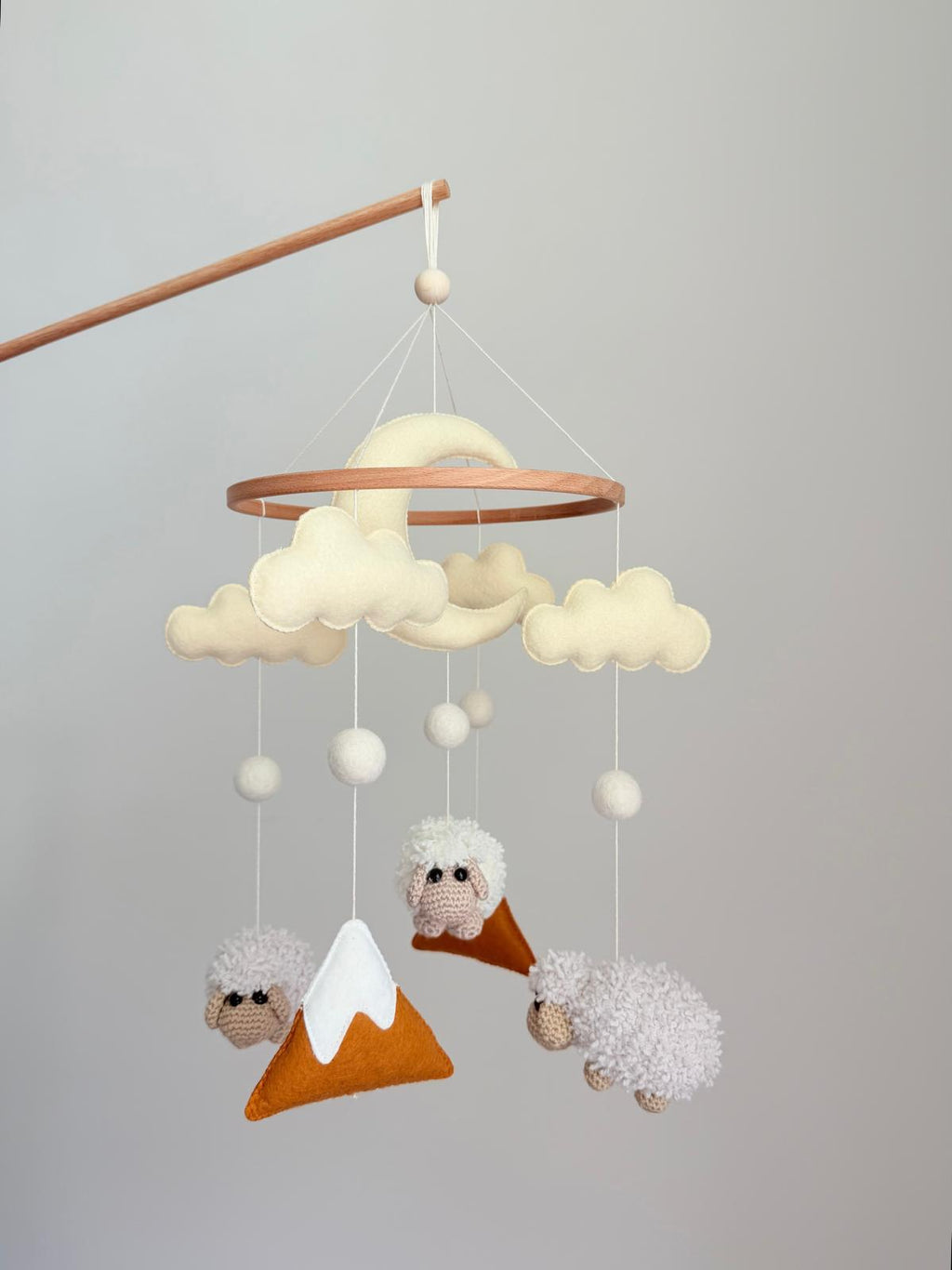 Sheep Baby Crib Mobile Mustard Yellow Mountain