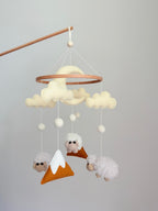 Sheep Baby Crib Mobile Mustard Yellow Mountain