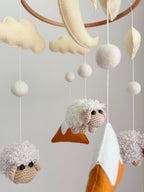 Sheep Baby Crib Mobile Mustard Yellow Mountain