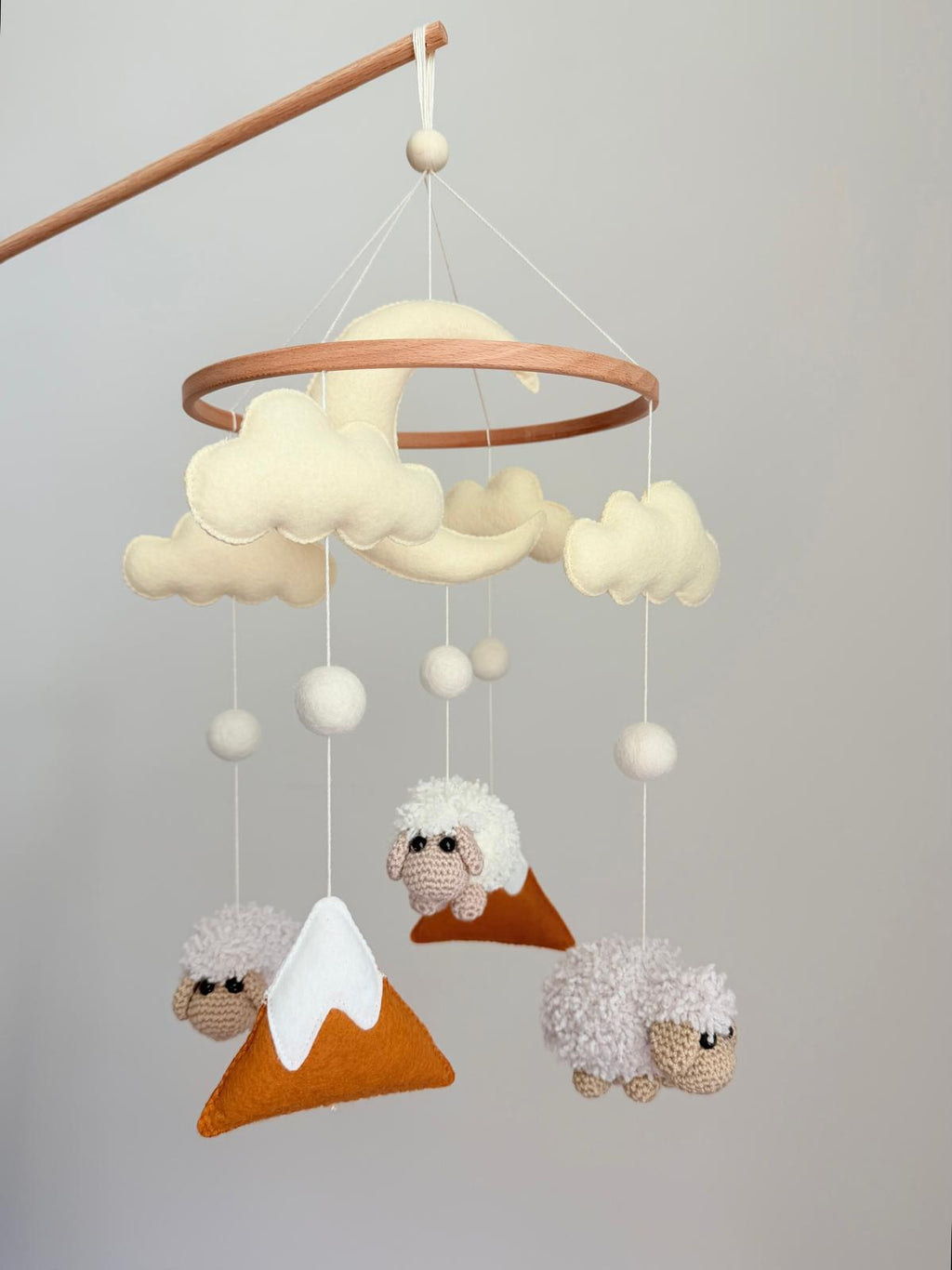 Sheep Baby Crib Mobile Mustard Yellow Mountain