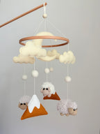Sheep Baby Crib Mobile Mustard Yellow Mountain